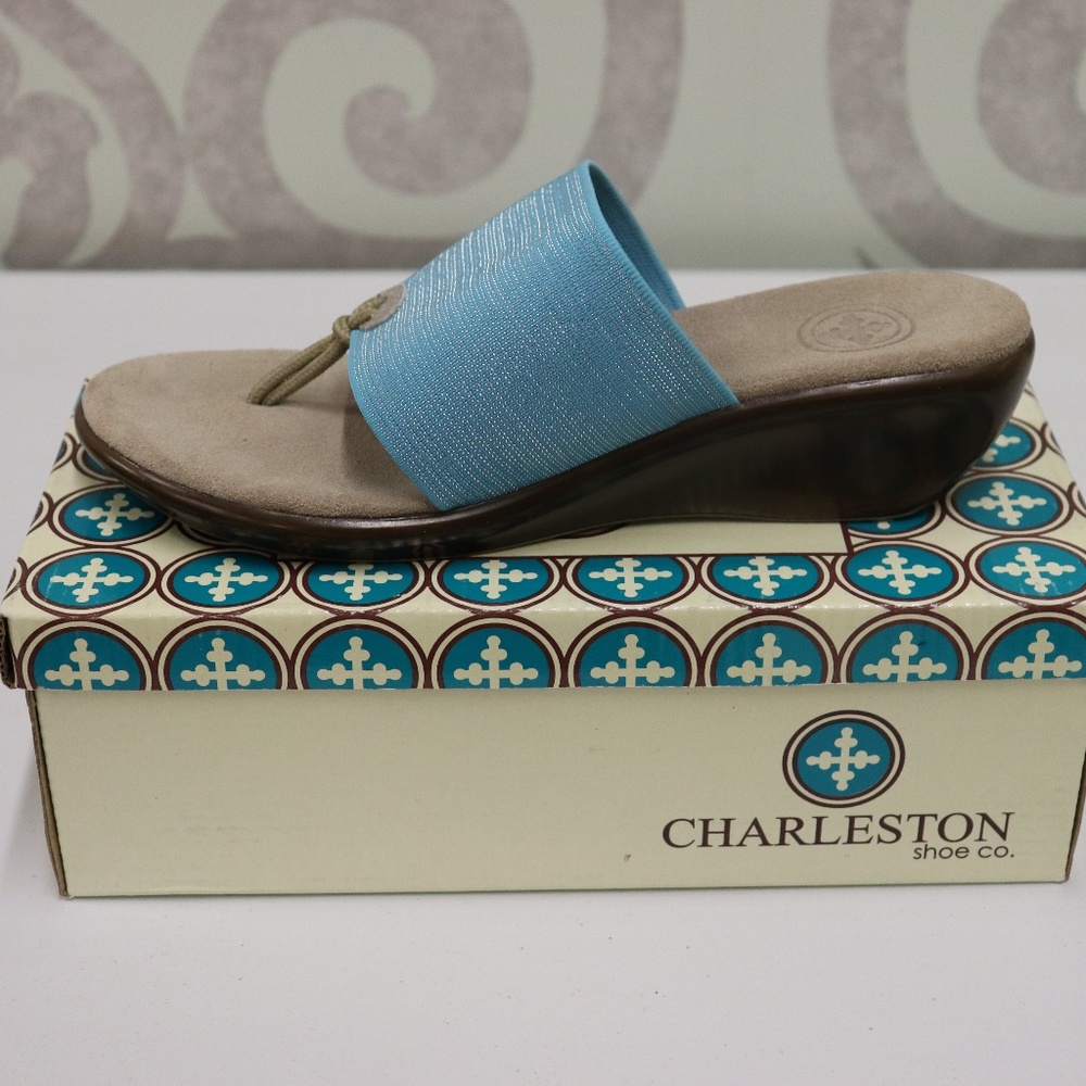 Charleston Shoe Co. Hilton Blue Metallic Thong NWT